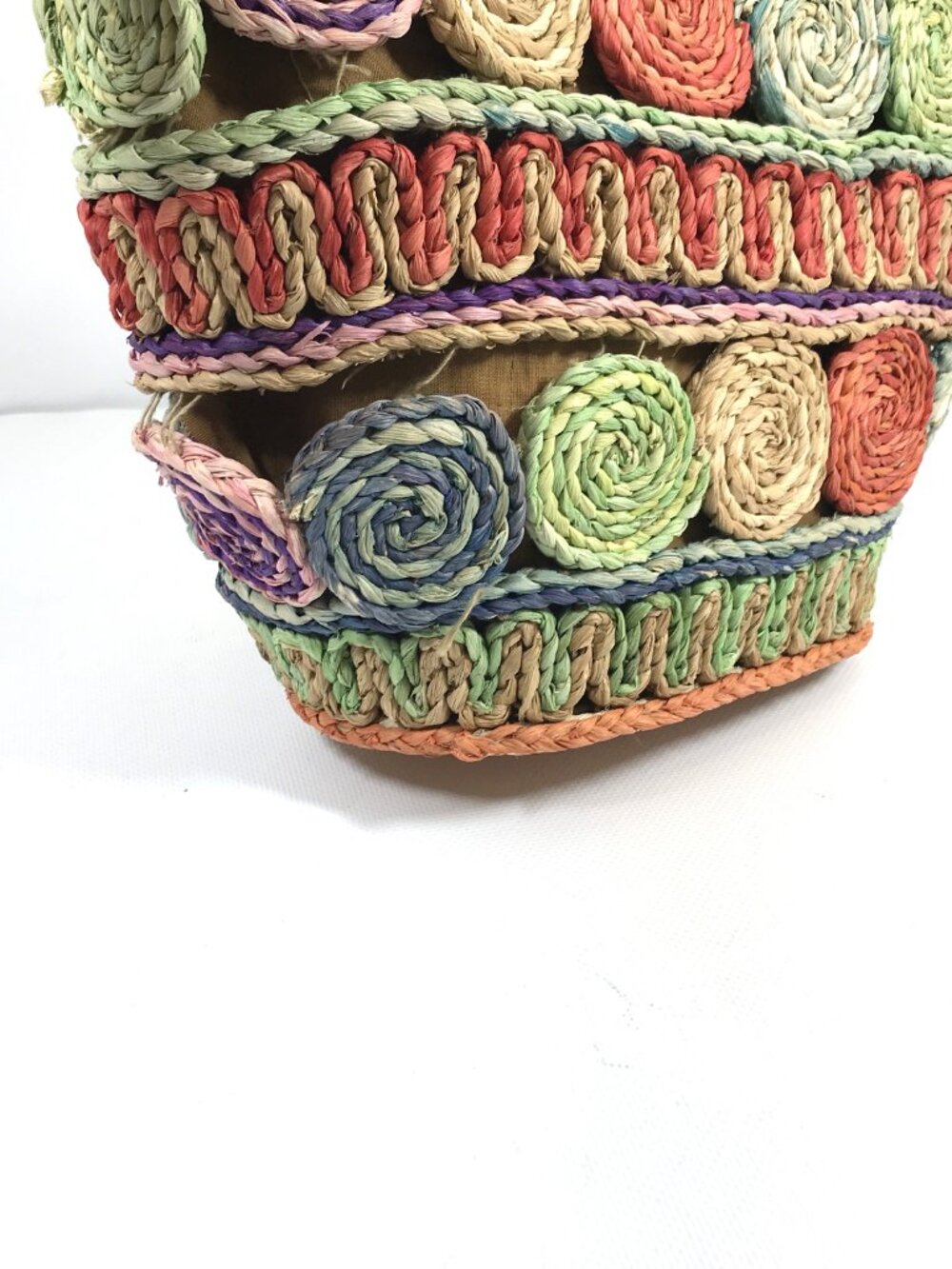 Dorfman Milano Cornhusk Straw Tote Colorful Summer Shoulder Bag Boho Floral - Picture 12 of 13